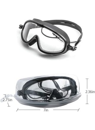 Swimming goggles 180° wide field of view, leak-free anti-fog swimming goggles, adult men, women, youth, UV-resistant swimming goggles (black) - view 3